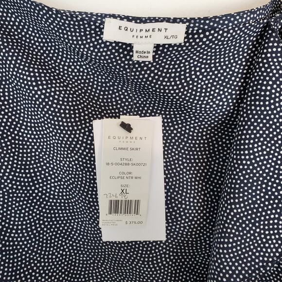 Equipment Climmie Skirt Eclipse Ruffle Midi Polka Dots Draped Split Boho Size XL - Picture 14 of 16